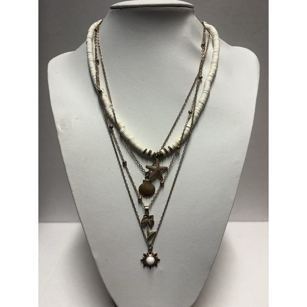 Necklace Seashell Women Gold Shell Layered Starfish Palm Tree Charms Cruise